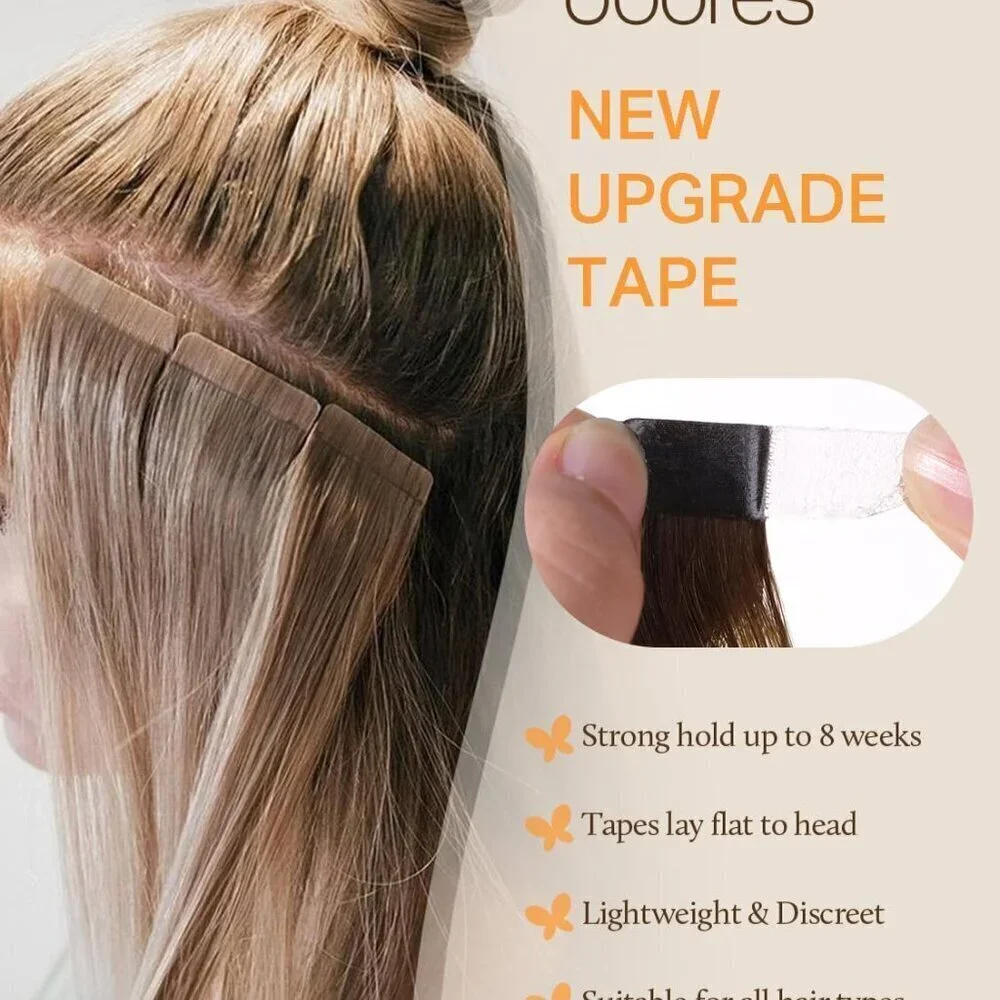 Human Hair Extensions, Jet Black 20 Inch 50g 20pcs, Tape in Hair Extensions Skin
